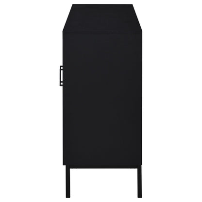 O'Malley 2-door Arched Fluted Glass Accent Cabinet Black