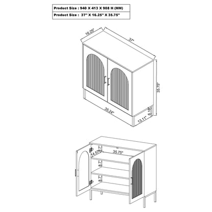 O'Malley 2-door Arched Fluted Glass Accent Cabinet Black