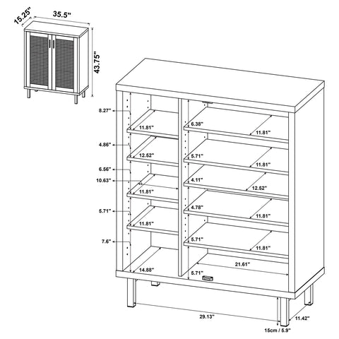 Gwyneth 2-door Shoe Storage Cabinet Natural Oak
