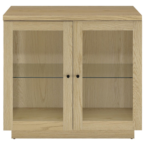 Arini 2-door Glass Front Accent Display Cabinet Light Oak