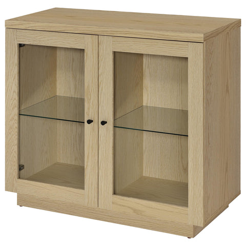 Arini 2-door Glass Front Accent Display Cabinet Light Oak