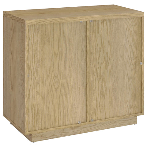 Arini 2-door Glass Front Accent Display Cabinet Light Oak
