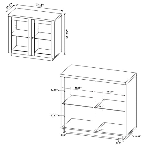 Arini 2-door Glass Front Accent Display Cabinet Light Oak