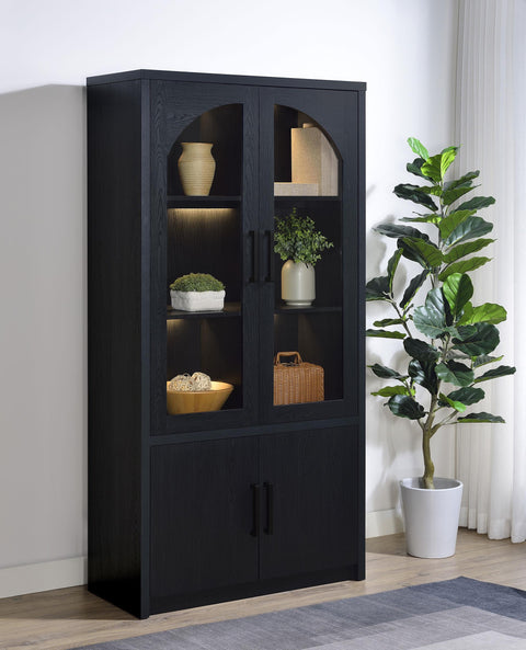 Lewis 4-door Tall Accent Display Cabinet LED Lighting Black