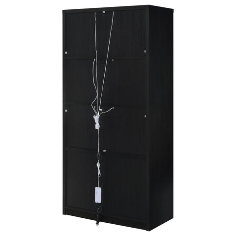 Lewis 4-door Tall Accent Display Cabinet LED Lighting Black