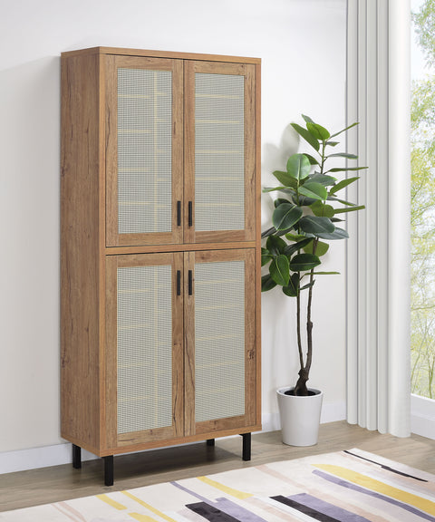 Gwyneth 80-inch 4-door Tall Shoe Storage Cabinet Natural Oak