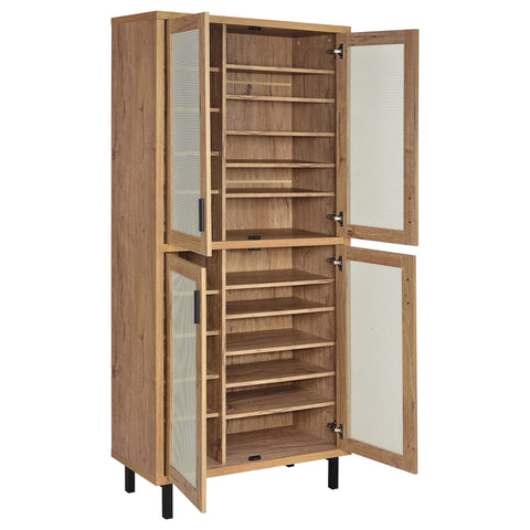 Gwyneth 80-inch 4-door Tall Shoe Storage Cabinet Natural Oak