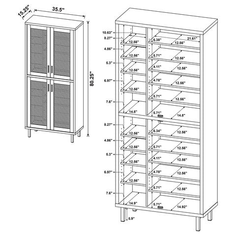 Gwyneth 80-inch 4-door Tall Shoe Storage Cabinet Natural Oak