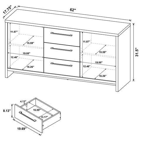 Middleton 3-drawer Accent Storage Cabinet Console Latte