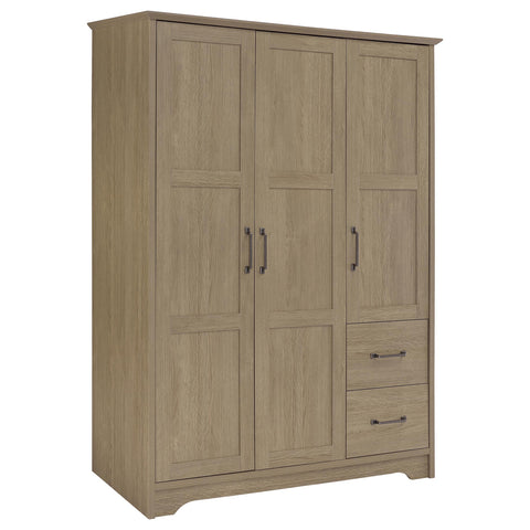Cresswell 3-door Bedroom Wardrobe Storage Cabinet Armoire Latte