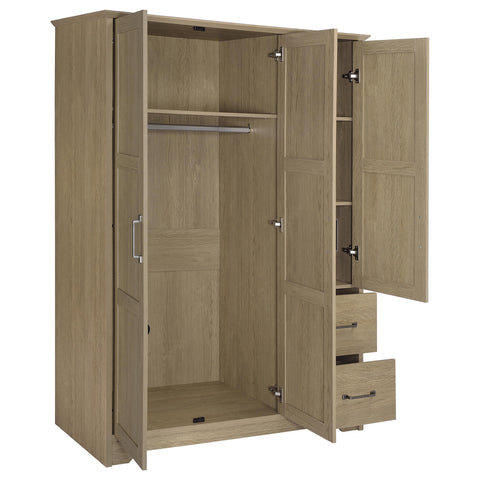 Cresswell 3-door Bedroom Wardrobe Storage Cabinet Armoire Latte