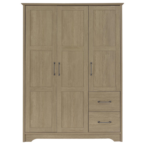 Cresswell 3-door Bedroom Wardrobe Storage Cabinet Armoire Latte