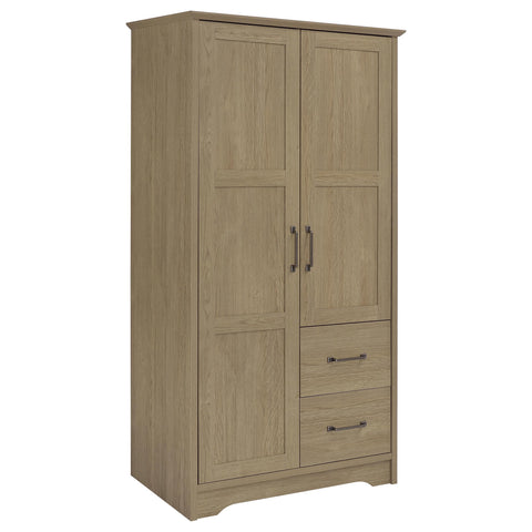Jeffries 2-door Bedroom Wardrobe Storage Cabinet Armoire Latte