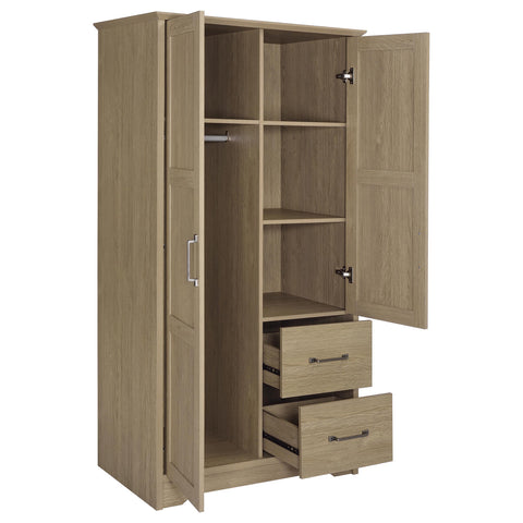 Jeffries 2-door Bedroom Wardrobe Storage Cabinet Armoire Latte