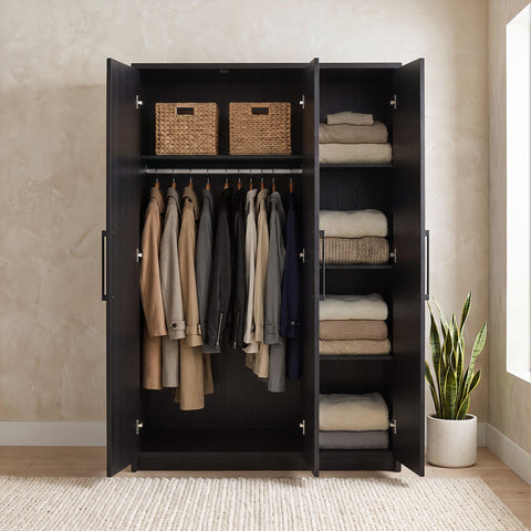 Tegan 3-door Bedroom Wardrobe Storage Cabinet Armoire Black
