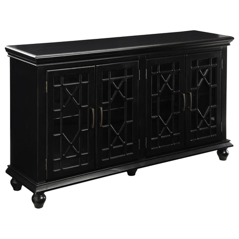 Vallerie 4-door Wood Lattice Storage Accent Cabinet BlackBlack