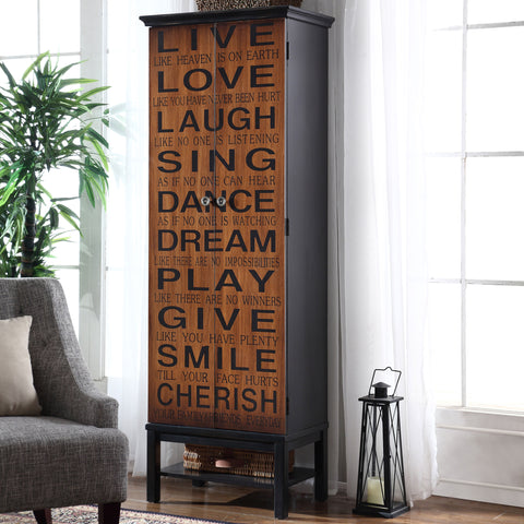 Sloane 2-door Wood Tall Storage Cabinet Black and BrownBrown
