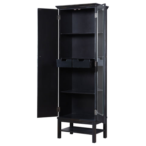 Sloane 2-door Wood Tall Storage Cabinet Black and BrownBrown