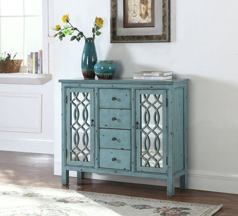 Drayton 4-drawer Wood Trellis Accent Storage Cabinet BlueBlue