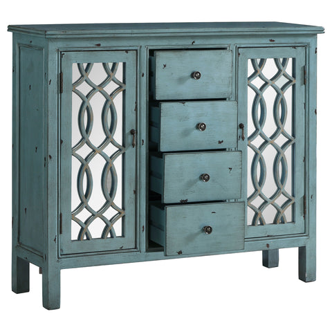Drayton 4-drawer Wood Trellis Accent Storage Cabinet BlueBlue