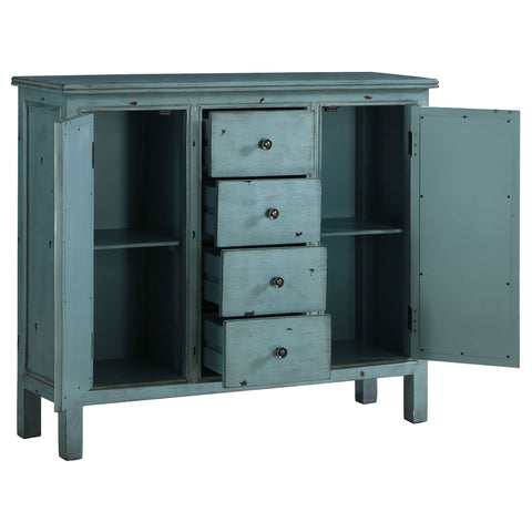 Drayton 4-drawer Wood Trellis Accent Storage Cabinet BlueBlue