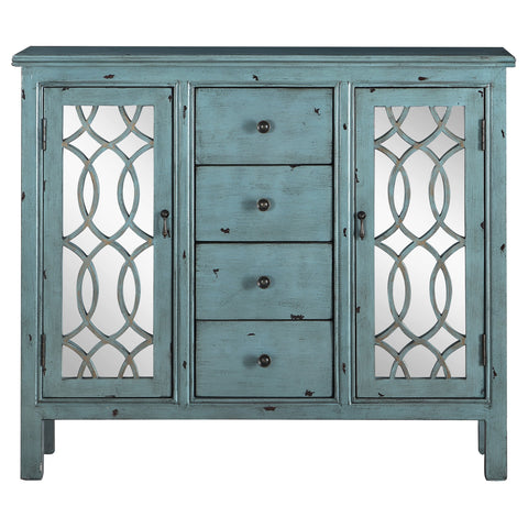 Drayton 4-drawer Wood Trellis Accent Storage Cabinet BlueBlue
