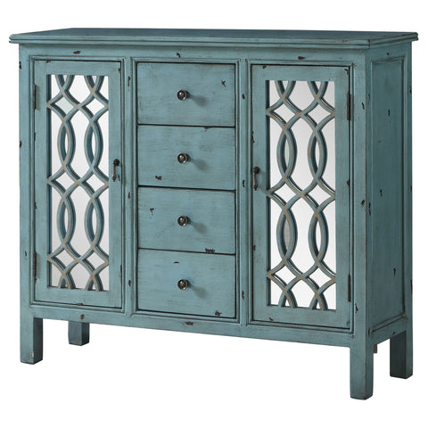 Drayton 4-drawer Wood Trellis Accent Storage Cabinet BlueBlue