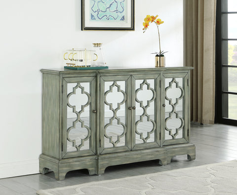 Katerina 4-door Wood Trellis Storage Accent Cabinet GreyGrey