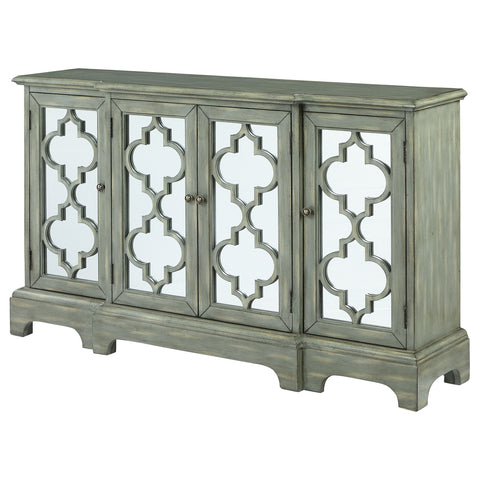 Katerina 4-door Wood Trellis Storage Accent Cabinet GreyGrey