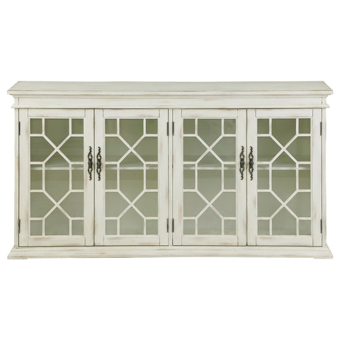 Davidson 4-door Wood Lattice Storage Accent Cabinet WhiteWhite
