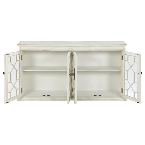 Davidson 4-door Wood Lattice Storage Accent Cabinet WhiteWhite