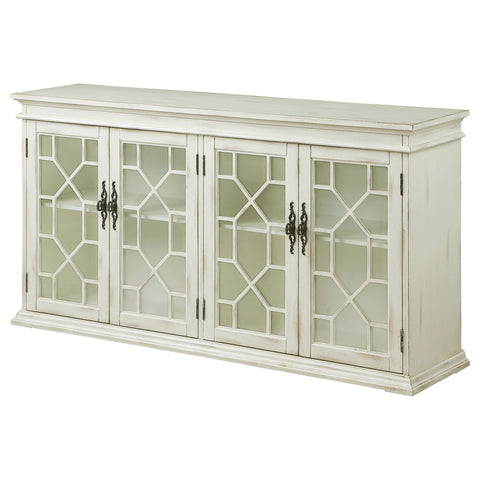 Davidson 4-door Wood Lattice Storage Accent Cabinet WhiteWhite