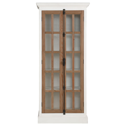 Iggy 2-door Wood Tall Cabinet Distressed White and BrownDistressed White