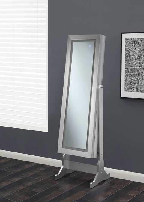 Claudia Cheval Mirror with Jewelry Storage SilverSilver