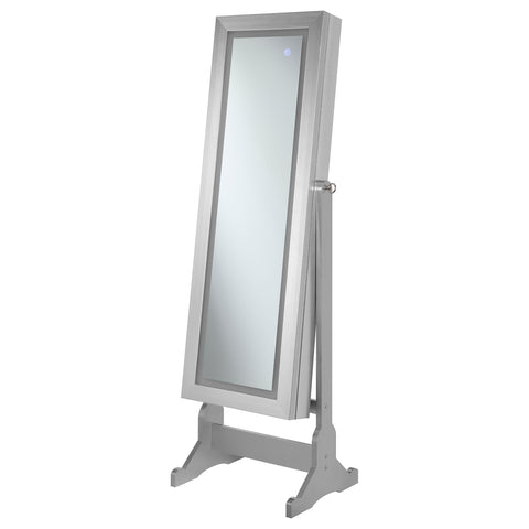 Claudia Cheval Mirror with Jewelry Storage SilverSilver
