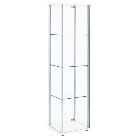 Ellison 4-shelf Clear Glass Curio Cabinet WhiteWhite