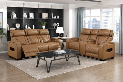 Lorenzo Brown Power Reclining Sofa & Loveseat Set