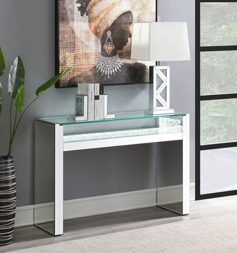 Tobin Mirrored Acrylic Console Table LED Lighting SilverMirror