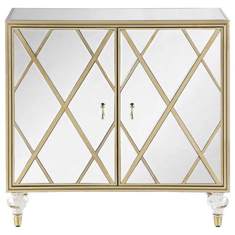 Carrie 2-door Mirrored Accent Cabinet Silver and ChampagneMirror