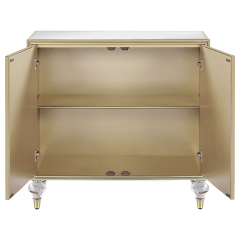 Carrie 2-door Mirrored Accent Cabinet Silver and ChampagneMirror