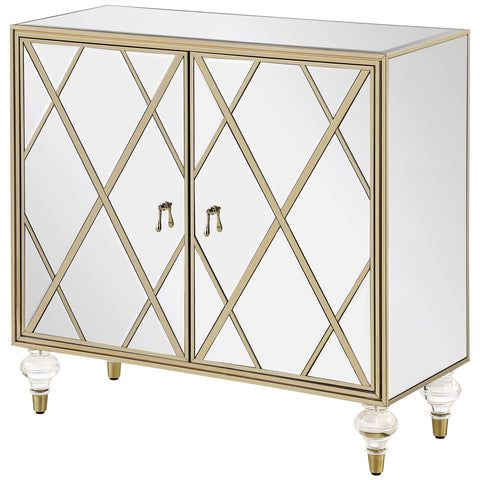 Carrie 2-door Mirrored Accent Cabinet Silver and ChampagneMirror