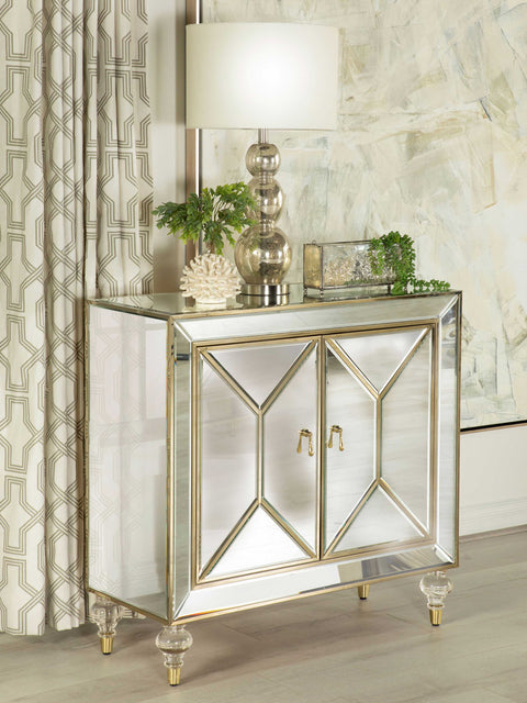 Anderson 2-door Mirrored Storage Accent Cabinet ChampagneMirror