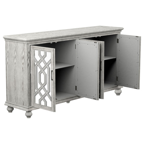 Nova 4-door Wood Trellis Accent Cabinet Distressed WhiteDistressed White