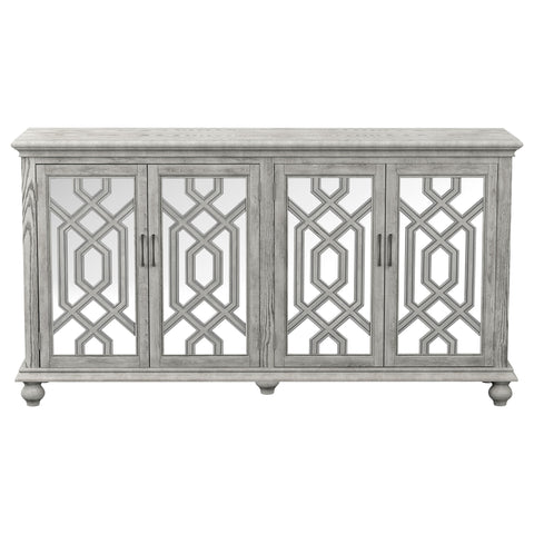 Nova 4-door Wood Trellis Accent Cabinet Distressed WhiteDistressed White