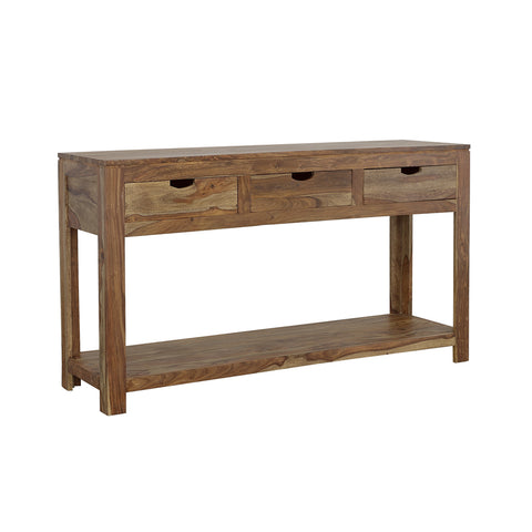 Lurlynn 3-drawer Wood Console Table Natural SheeshamGrey Sheesham