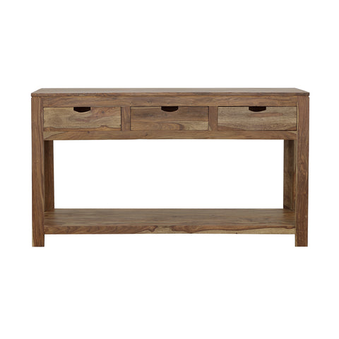 Lurlynn 3-drawer Wood Console Table Natural SheeshamGrey Sheesham