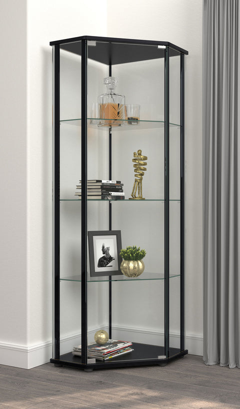 Hugo 4-shelf Curio Cabinet Display Case BlackBlack