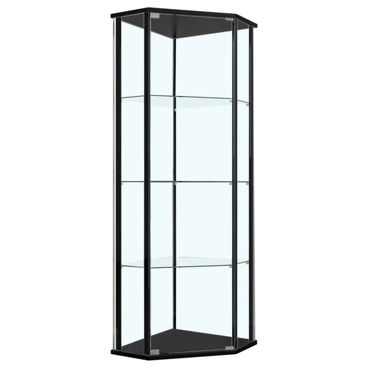 Hugo 4-shelf Curio Cabinet Display Case BlackBlack