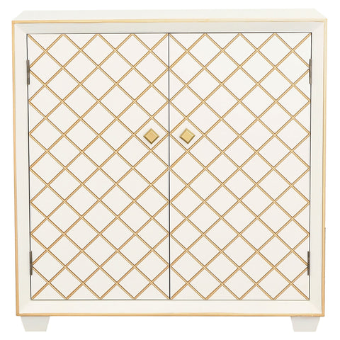 Nailan 2-door Storage Accent Cabinet White and GoldWhite