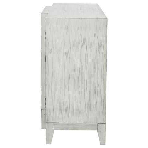 Felice 4-door Wood Trellis Accent Cabinet Distressed WhiteDistressed White